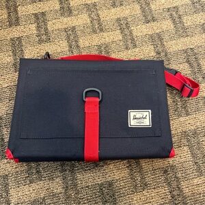 Herschel Supply Company navy blue and Red diaper changing pad